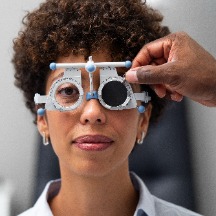 lady getting eyes examined